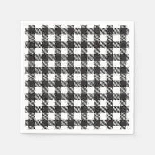 Servilleta De Papel blanco negro Gingham Buffalo Plaid Farmhouse