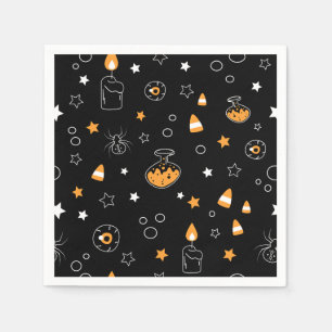 Servilleta De Papel blanco negro naranja de halloween
