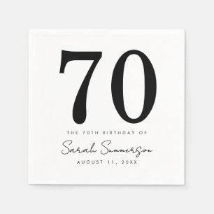Servilleta De Papel Blanco Negro Nombre Fecha Cumpleaños Número Setent