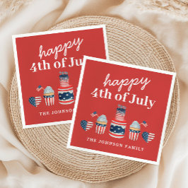 Servilleta De Papel Blanco Rojo Cuto Y Azul 4 De Julio Fiesta