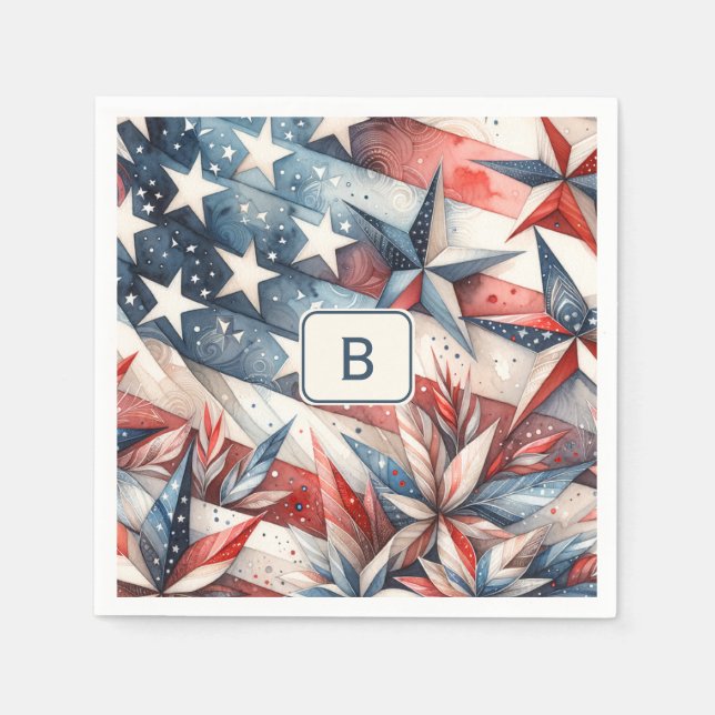 Servilleta De Papel Blanco rojo y azul (Anverso)