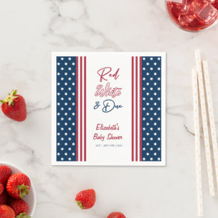 Servilleta De Papel Blanco Rojo y Vencimiento 4 de Julio Baby Shower