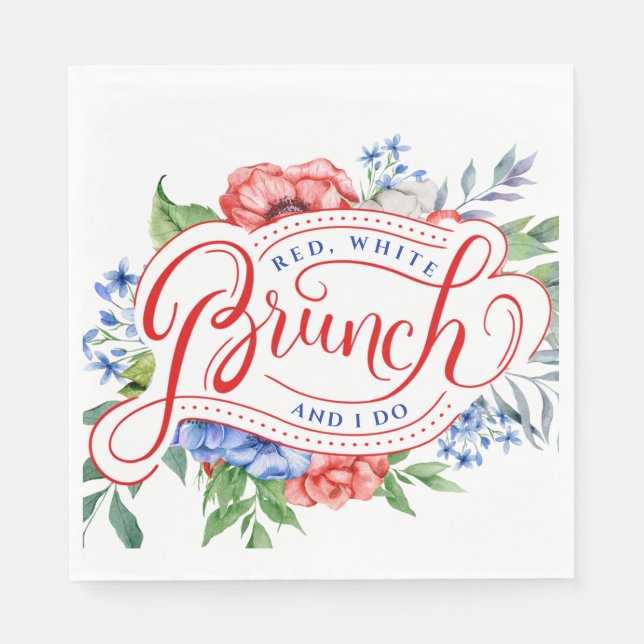 Servilleta De Papel Blanco rojo y yo lo hacemos | Brunch floral (Anverso)