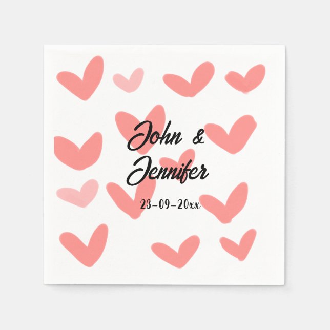 Servilleta De Papel blanco simple estilo de texto mínimo boda corazón  (Anverso)