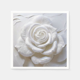 Servilleta De Papel Blanco Sobre Blanco - Rosa Esculpida