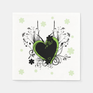 Servilleta De Papel Blanco verde del corazón