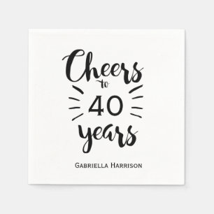 Servilleta De Papel Blanco y negro 40 cumpleaños