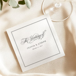 Servilleta De Papel Blanco y negro | Boda clásico de elegancia italian