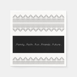 Servilleta De Papel Blanco Y Negro Elegante