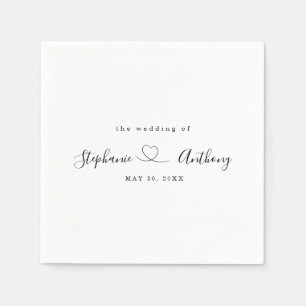 Servilleta De Papel Blanco y negro minimalista con un Boda cardíaco