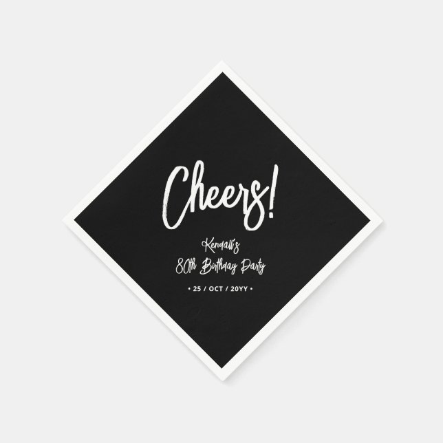 Servilleta De Papel Blanco y negro | Moda Ochenta 80ª fiesta de cumple (Borde)