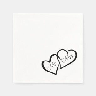 Servilleta De Papel Blanco y negro   Sr. Modern Monogram Boda