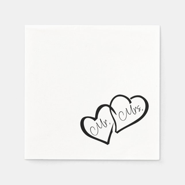 Servilleta De Papel Blanco y negro | Sr. Modern Monogram Boda (Anverso)