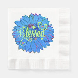 Servilleta De Papel Blessed Blue Sunflower con Purpurina