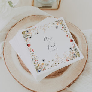 Servilleta De Papel Blissful Colorful Boho Wildflower Boda Napkin