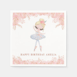 Servilleta De Papel Blonde Ballerina con vestido blanco Cumpleaños flo
