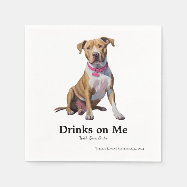 Servilleta De Papel Blonde Pitbull Mix Cocktail Napkin (Anverso)