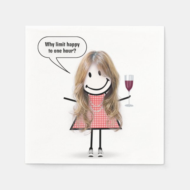 Servilleta De Papel Blonde Stick Figure Girl With Wine Glass (Anverso)