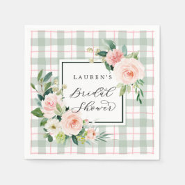 Servilleta De Papel Bloom acuarela | Ducha de novias Pastel Plaid