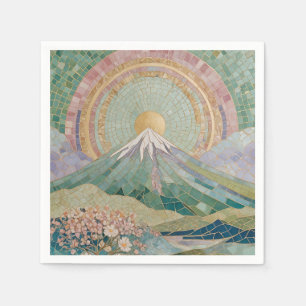 Servilleta De Papel Bloom etéreo: Volcán Pastel Mosaico en Primavera