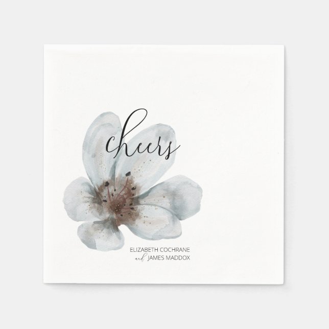 Servilleta De Papel Bloom ・ Floral Romántica Moderna ・ Guión elegante (Anverso)