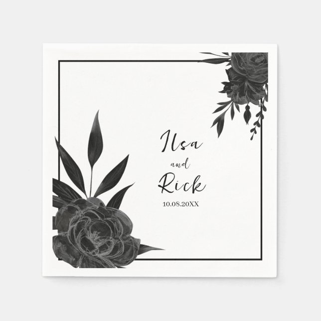 Servilleta De Papel Bloom nocturno: Elegante floral oscuro (Anverso)