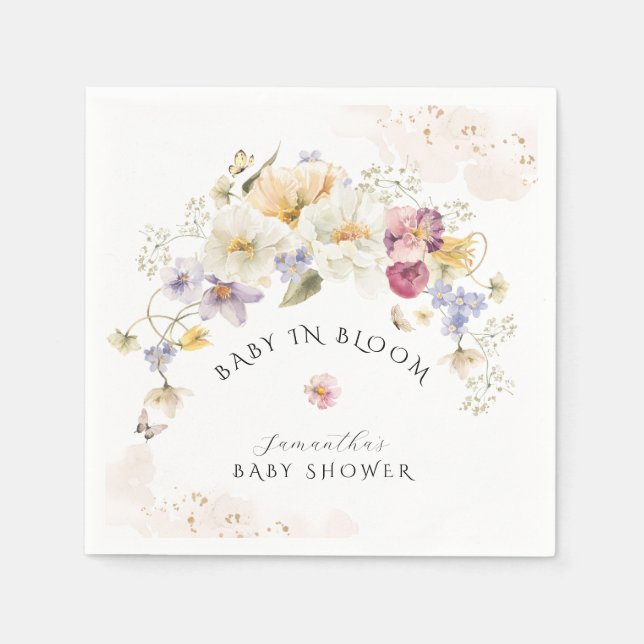 Servilleta De Papel Bloom Wildflower Rustic Baby Shower (Anverso)