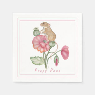 Servilleta De Papel Blooming Cute Mouse en la amapola