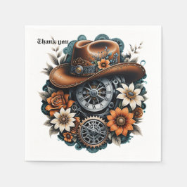 Servilleta De Papel Blooming Gears: Estilo de vaquero Steampunk.