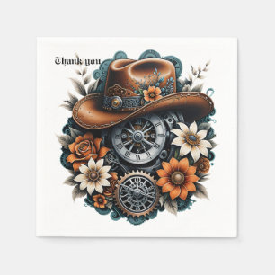 Servilleta De Papel Blooming Gears: Estilo de vaquero Steampunk.