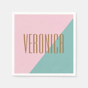 Servilleta De Papel Bloque de color geométrico Nombre personalizado Ve
