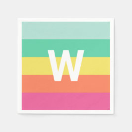 Servilleta De Papel Bloque de color monograma Rainbow Sherbet Personal