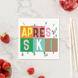 Servilleta De Papel Bloque de color para los esquiadores retro de esqu