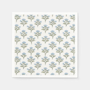 Servilleta De Papel Bloque de estampado floral azul cielo, verde oliva