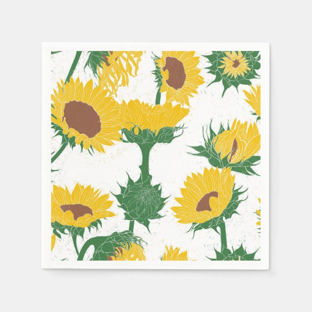 Servilleta De Papel Bloque de madera Imprimir amarillo girasol (Anverso)