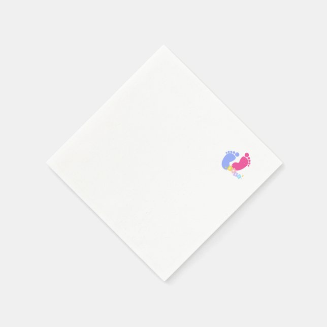 Servilleta De Papel Bloques de huellas de bebé pastel rosa y azul (Borde)