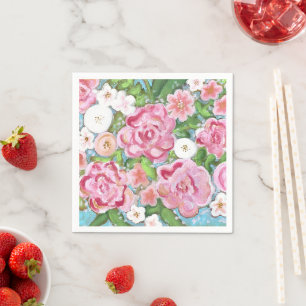Servilleta De Papel Bloques de primavera floral rosa