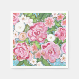 Servilleta De Papel Bloques de primavera floral rosa