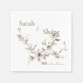 Servilleta De Papel Blossom Botánico Blanco Elegante Boda Marfil