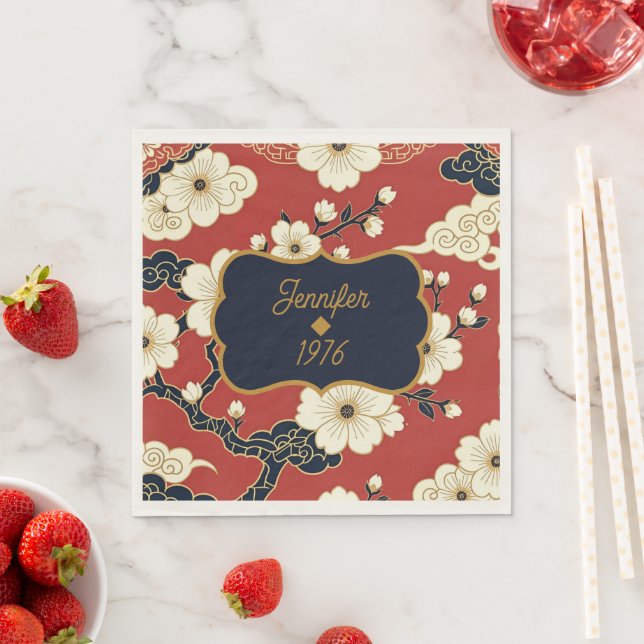 Servilleta De Papel Blossom Nouveau | Elegant Floral Custom (In situ)