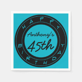 Servilleta De Papel Blue 45th Birthday Party Personalized Paper Napkin