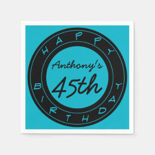 Servilleta De Papel Blue 45th Birthday Party Personalized Paper Napkin
