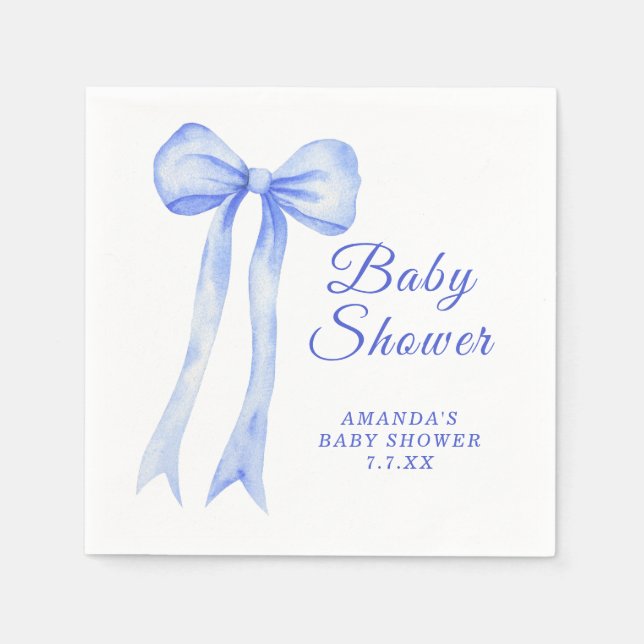 Servilleta De Papel Blue a Bow It's Boy Baby ducha (Anverso)