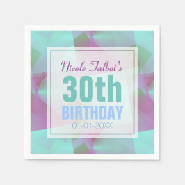 Servilleta De Papel Blue Abstract 30th Birthday Paper Napkins