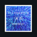 Servilleta De Papel Blue Abstract Paper Napkins 90th Birthday Party<br><div class="desc">Estas servilletas de papel de la fiesta de cumpleaños están decoradas con nuestra original fotografía multicazul abstracta (en realidad un cierre mejorado de una flor). Es un diseño moderno, contemporáneo, multicolor, vibrante y divertido. El valor predeterminado dice "Cumpleaños 90", pero es fácil personalizar el nombre y la edad, sólo hay...</div>