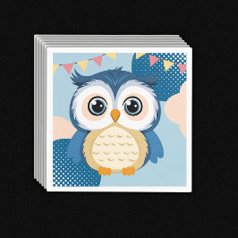 Servilleta De Papel Blue Adorable Woodland Baby Owl Baby Shower
