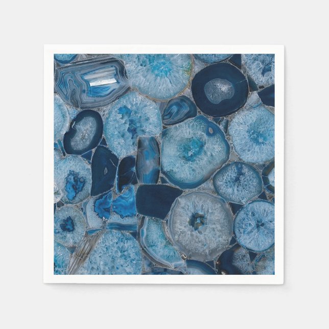 Servilleta De Papel Blue Agate Gemstone Cocktail Napkins (Anverso)