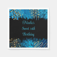 Blue Alcohol Ink Sweet 16 Cumpleaños Party