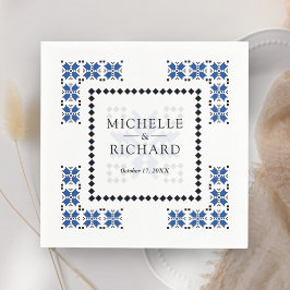 Servilleta De Papel Blue and Black Ukrainian Embroidery Wedding