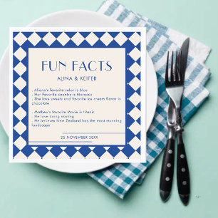 Servilleta De Papel Blue and Cream Retro Bold Fun Facts Boda